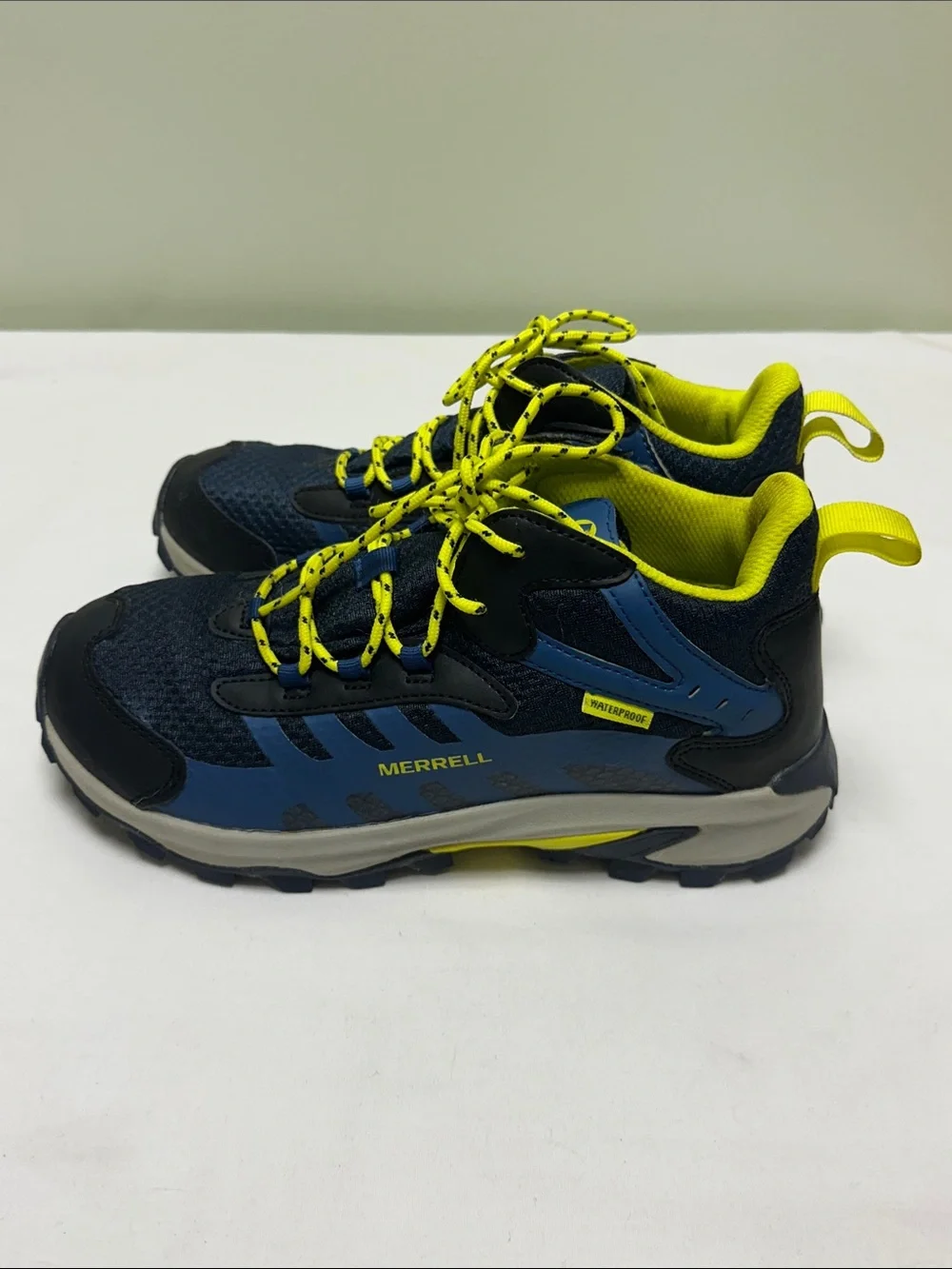 Merrell Kids Navy and Bright Yellow Lace-Up Boots